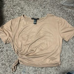 tan crop top / scrunched on side